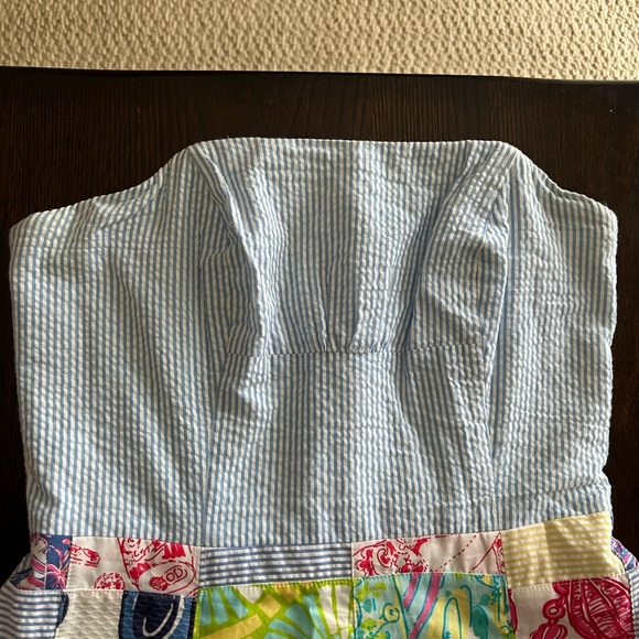 LILLY PULITZER | Patchwork Seersucker Strapless Dress - Picture 3 of 7
